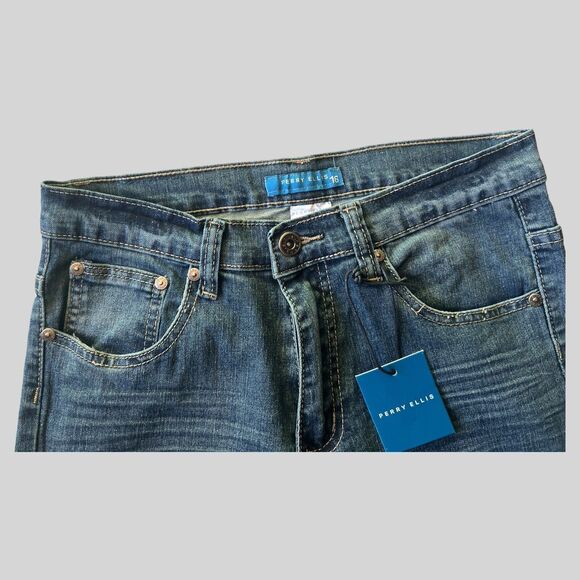 Perry Ellis Jeans Women’s 28x28 Blue Dark Wash Straight Leg Denim Pants NEW - Picture 3 of 4